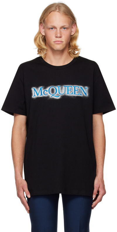 Alexander Mcqueen Spray Logo Cotton T-shirt In Black/multicolour