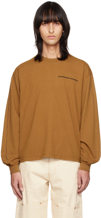 Carson Wach Brown Printed Long Sleeve T-shirt In Dry Olive