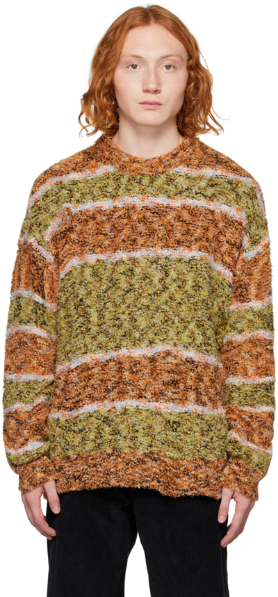 Andersson Bell Multi-coloured Striped Crew Neck Sweater In Orange