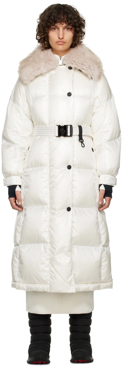 Moncler Combovin Hooded Longline Down Coat In White