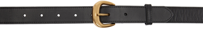 Frame Petit Timeless Leather Belt In Dark Chocolate Croc W/ Gold