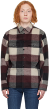 Rag & Bone Long Sleeve Gingham Motif Wool Shirt Jacket In Burgundy