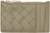 BOTTEGA VENETA TAUPE ZIPPED CARD HOLDER