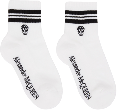 Alexander Mcqueen White Skull Sport Socks In 9060 White/black