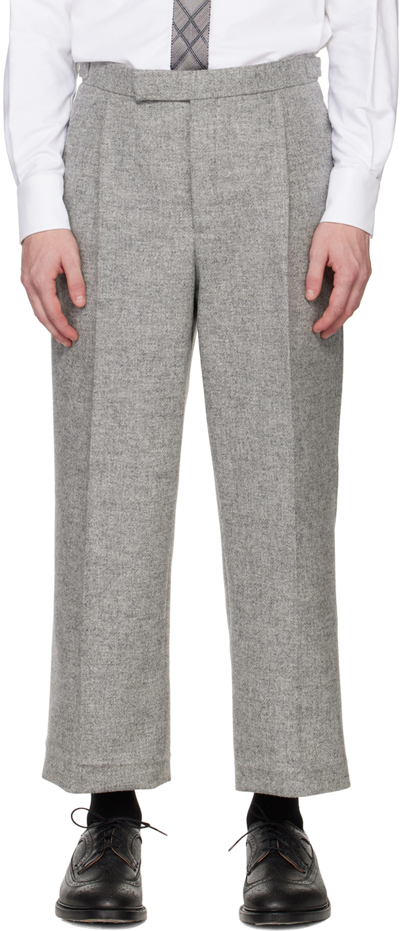 Thom Browne Gray Pleated Trousers In 055 Lt Grey