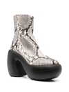HAUS OF HONEY HONEY BUBBLE SNAKE PRINT LEATHER ANKLE BOOTS - WOMEN'S - CALF LEATHER/RUBBER,HW2202118998594