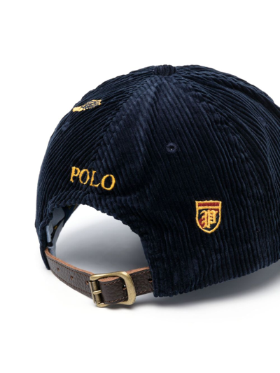 Polo Ralph Lauren Navy Logo Corduroy Baseball Cap In Blue