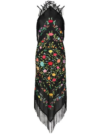 Conner Ives Black Piano Midi Dress In Black