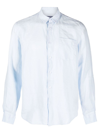 Vilebrequin Caroubis Long Sleeve Button Front Shirt In Blue