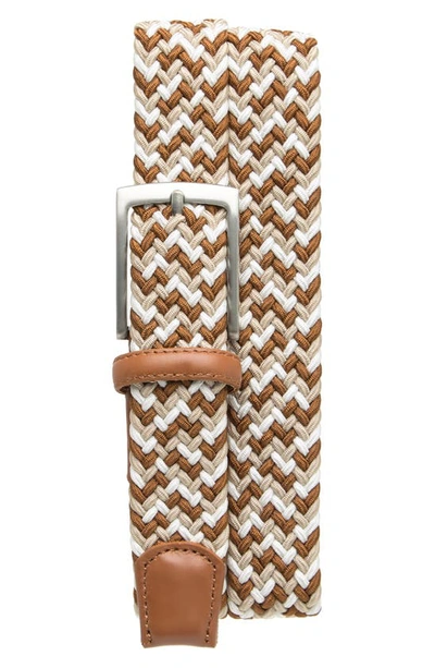 W.kleinberg Multicolored Woven Stretch Belt In Tan