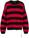MASTERMIND JAPAN RED AND BLACK DISTRESSED CASHMERE SWEATER,MW22S09KN00618419349