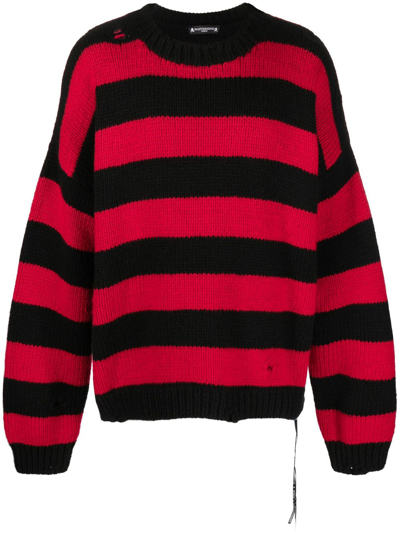 Mastermind Japan Red And Black Distressed Cashmere Sweater