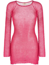 AMBRA MADDALENA PINK ANDY SEMI-SHEER KNITTED MINI DRESS,AndyMiniDress19138807