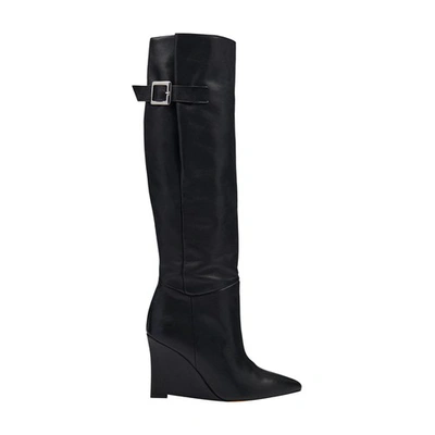 Iro Tricera Leather Wedge Boots In Black