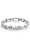 Lagos Sterling Silver Caviar Spark Diamond Link Bracelet In Silver/ Diamond