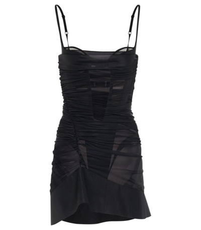 black frilly mini dress Black Cat Sorcery Sheer Mini Dress