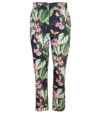 Oscar De La Renta Women's Mixed Botanical Skinny Cotton Poplin Pant In Navy Multi