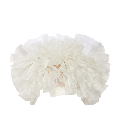 Sally Lapointe Ruffle Poof Bustier Top In Cream