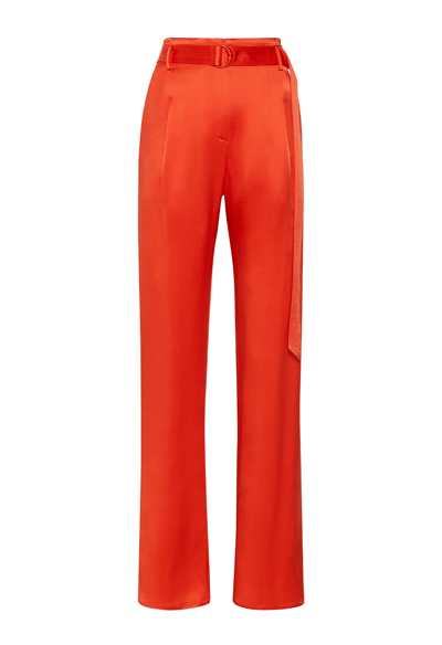 Sally Lapointe Satin Belted Pant In Poppy