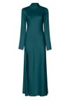Lapointe Satin Bias Dress With Slit In Emerald