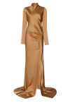 LAPOINTE SATIN BIAS TAB GOWN WITH SLIT