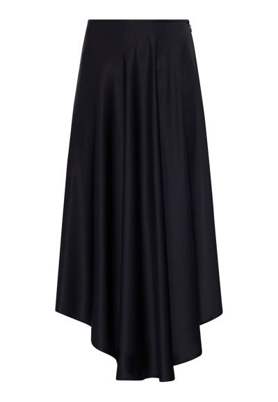 Sally Lapointe Satin Handkerchief Skirt In Black