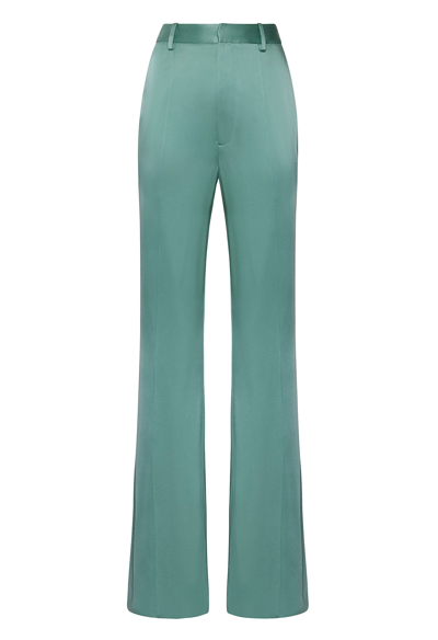 Sally Lapointe Satin High Waisted Flared Pant In Sea Green