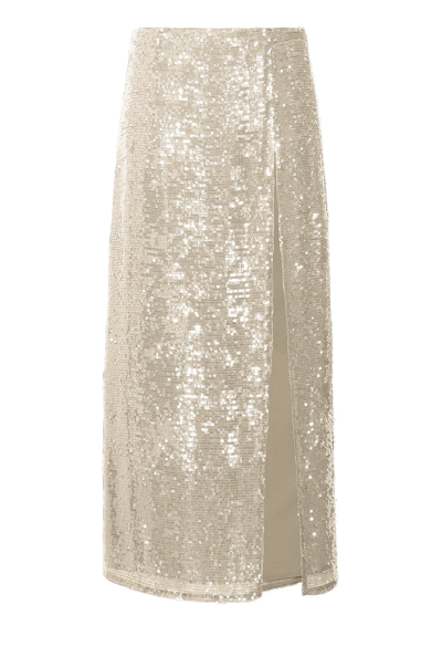 Lapointe Sequin Skirt With Slit In Cream