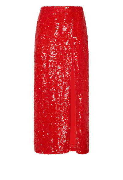 Sally Lapointe Sequin Skirt With Slit In Poppy