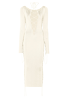 Lapointe Shiny Viscose Longsleeve Lace Up Dress In Cream