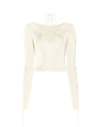 Lapointe Shiny Viscose Longsleeve Lace Up Top In Cream