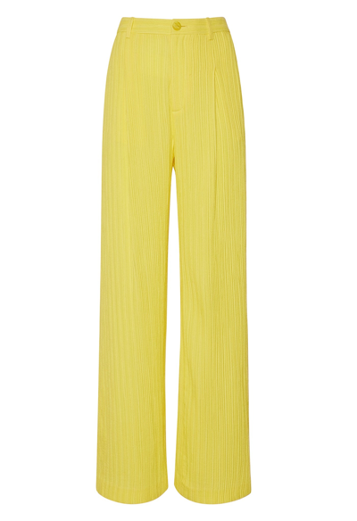Sally Lapointe Textured Plisse Relaxed Pleated Pant In Sunglow