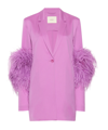 Lapointe Wool Single Breasted Blazer With Feathers In Orchid