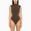 Entire Studios Brown Jersey Bodysuit In Brown