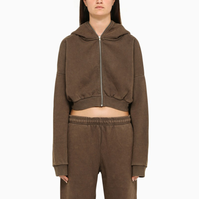 Entire Studios Brown Cropped Jersey Sweatshirt