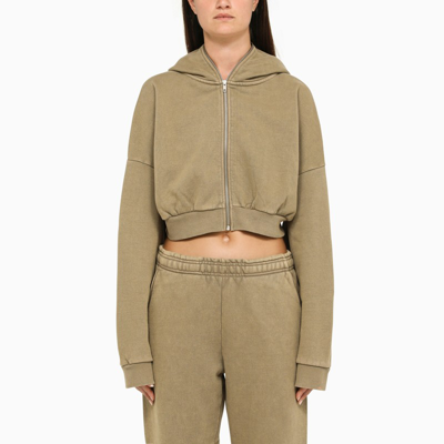 Entire Studios Cork Cropped Jersey Sweatshirt In Beige