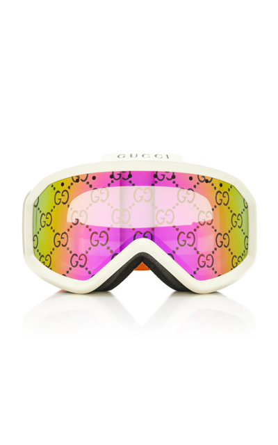 Gucci Monogram-print Ski Goggles In Ivory / Pink