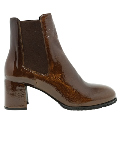Del Carlo Dressing Gownrto  Patent Leather Holly Boots In Dark Brown