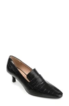 Journee Collection Celina Croc Embossed Loafer Pump In Black