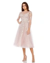 Mac Duggal Sheer Neckline Illusion Sleeve Dress In Lilac In Vintage Lilac