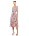 Mac Duggal Floral Midi-dress In Mauve Multi