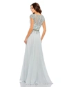 Mac Duggal Beaded Sequin Cap Sleeve A-line Gown In Seamist