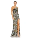 MAC DUGGAL EMBELLISHED FLORAL ONE SHOULDER GOWN