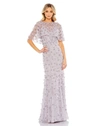Mac Duggal Embellished Illusion Cape Sleeve Trumpet Gown In Vintage Lilac