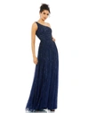 Mac Duggal Embellished One-shoulder A-line Gown In Midnight