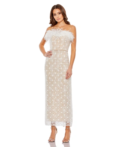 Mac Duggal Embellished Strapless Column Dress In White
