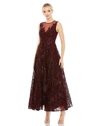 Mac Duggal Womens Embellished Mesh Evening Dress In Burgundy