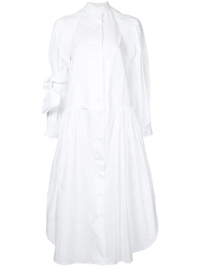Roberts Wood Full Length Shirt Dress In White