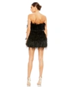Mac Duggal Strapless Faux Feather Minidress In Black