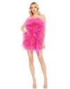 Mac Duggal Strapless Faux Feather Minidress In Pink